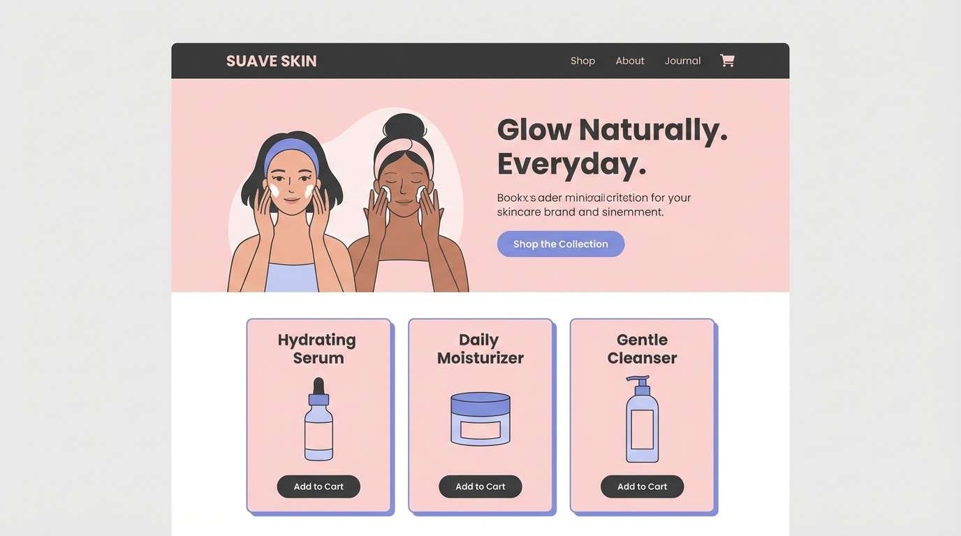 pink skincare landing ui