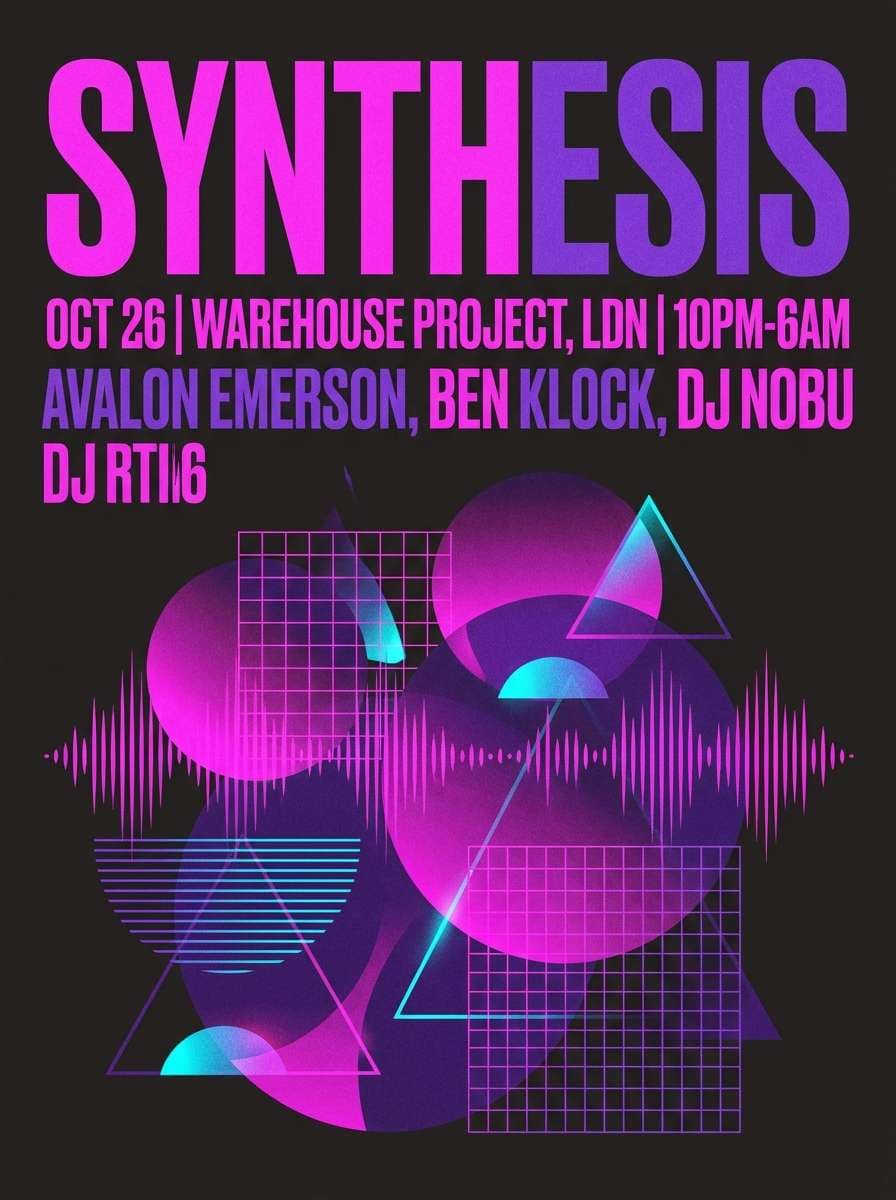 neon night poster layout