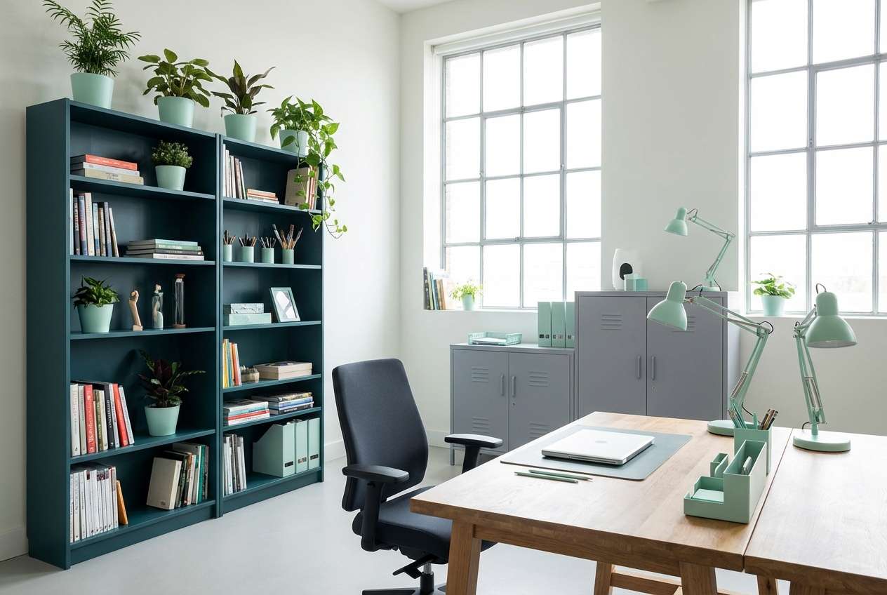 mint charcoal studio workspace