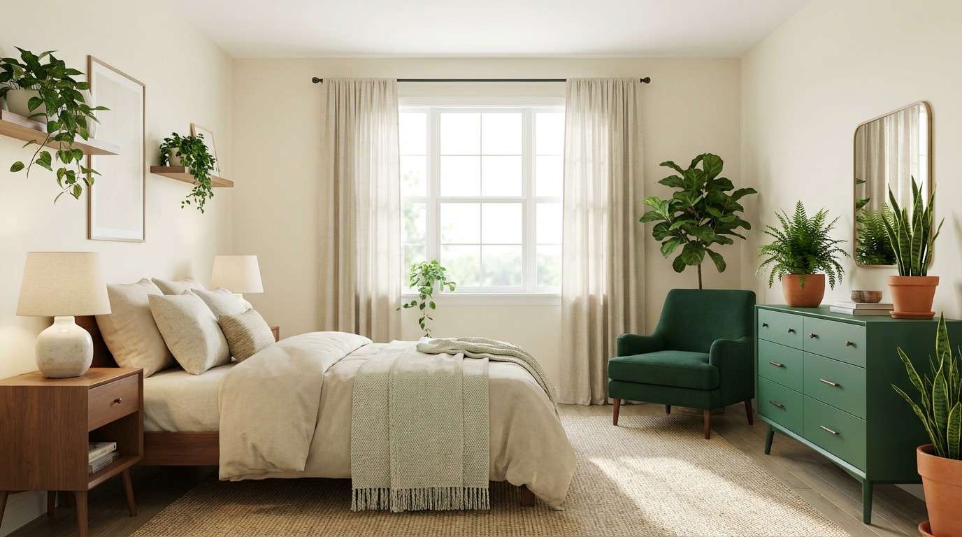 jade cream bedroom plants