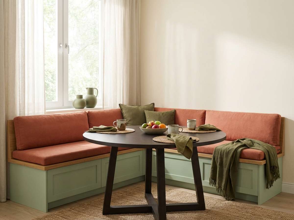 terracotta sage breakfast nook