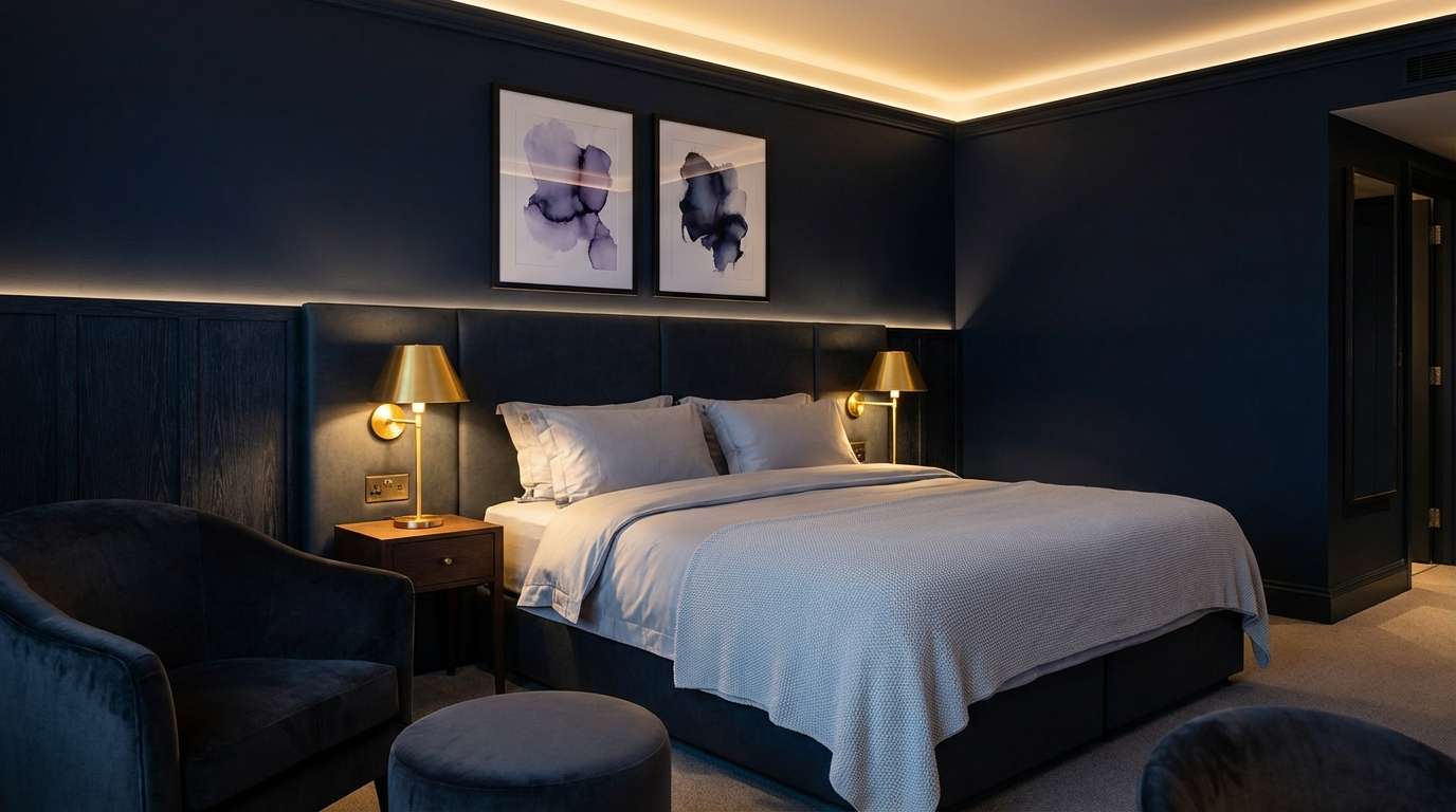 midnight brass bedroom