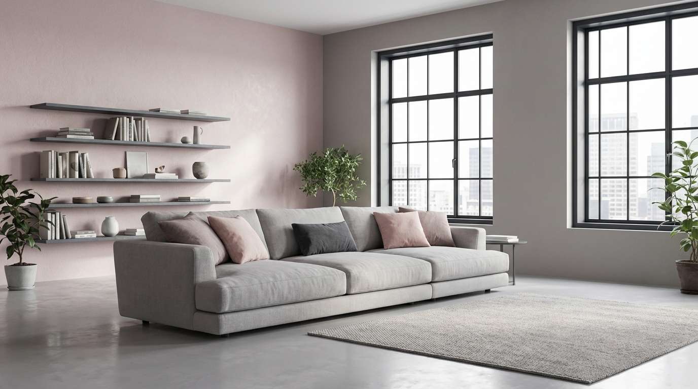 concrete blush loft living