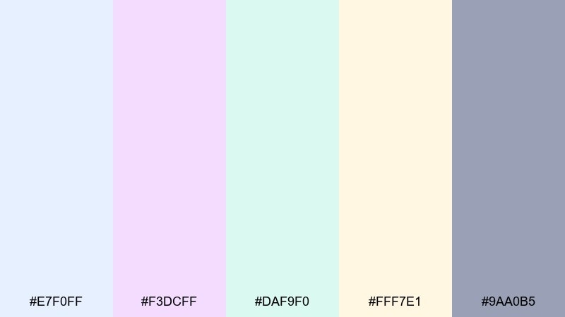 iridescent fog holographic color palette with hex codes