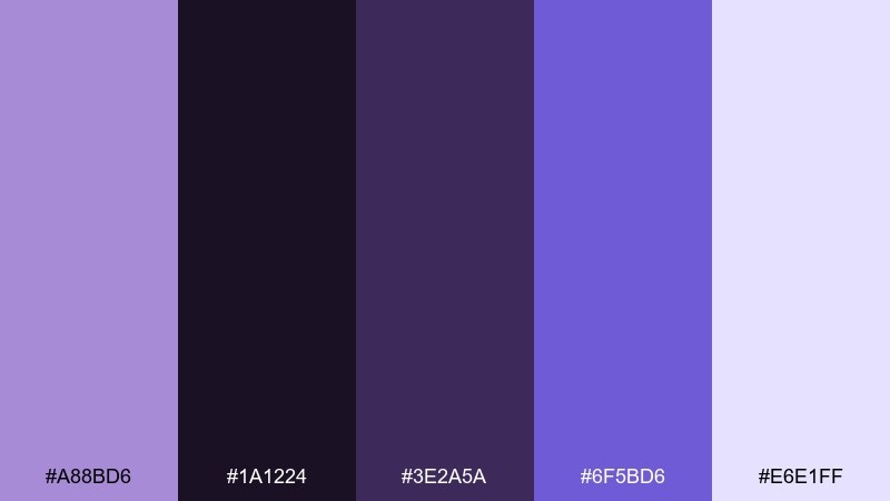 iridescent night wisteria color palette with hex codes
