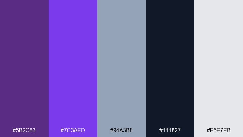 iris and steel royal purple color palette with hex codes