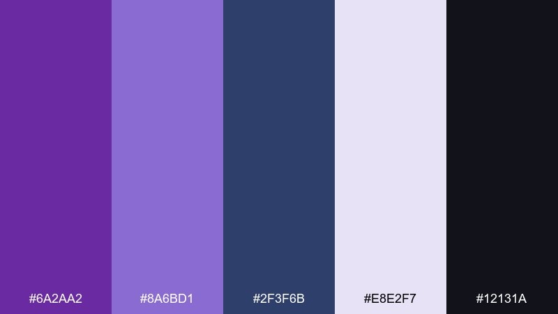 iris denim contrast ube color palette with hex codes