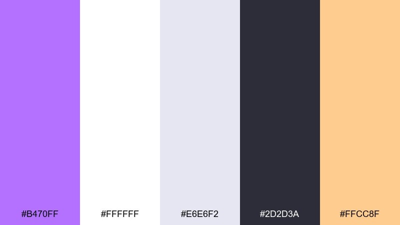 iris minimal ui bright lavender color palette with hex codes