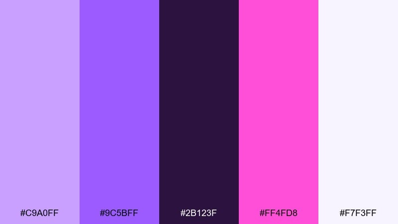iris neon edge purple lilac color palette with hex codes
