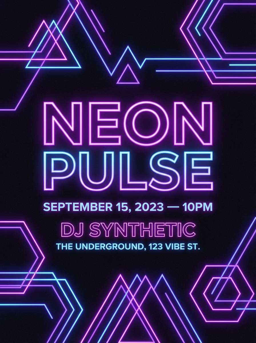 neon nightclub flyer design