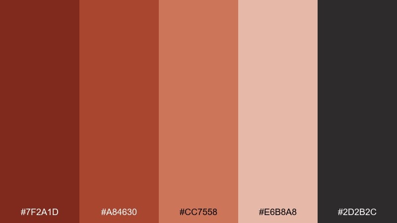 iron oxide ruddy color palette with hex codes