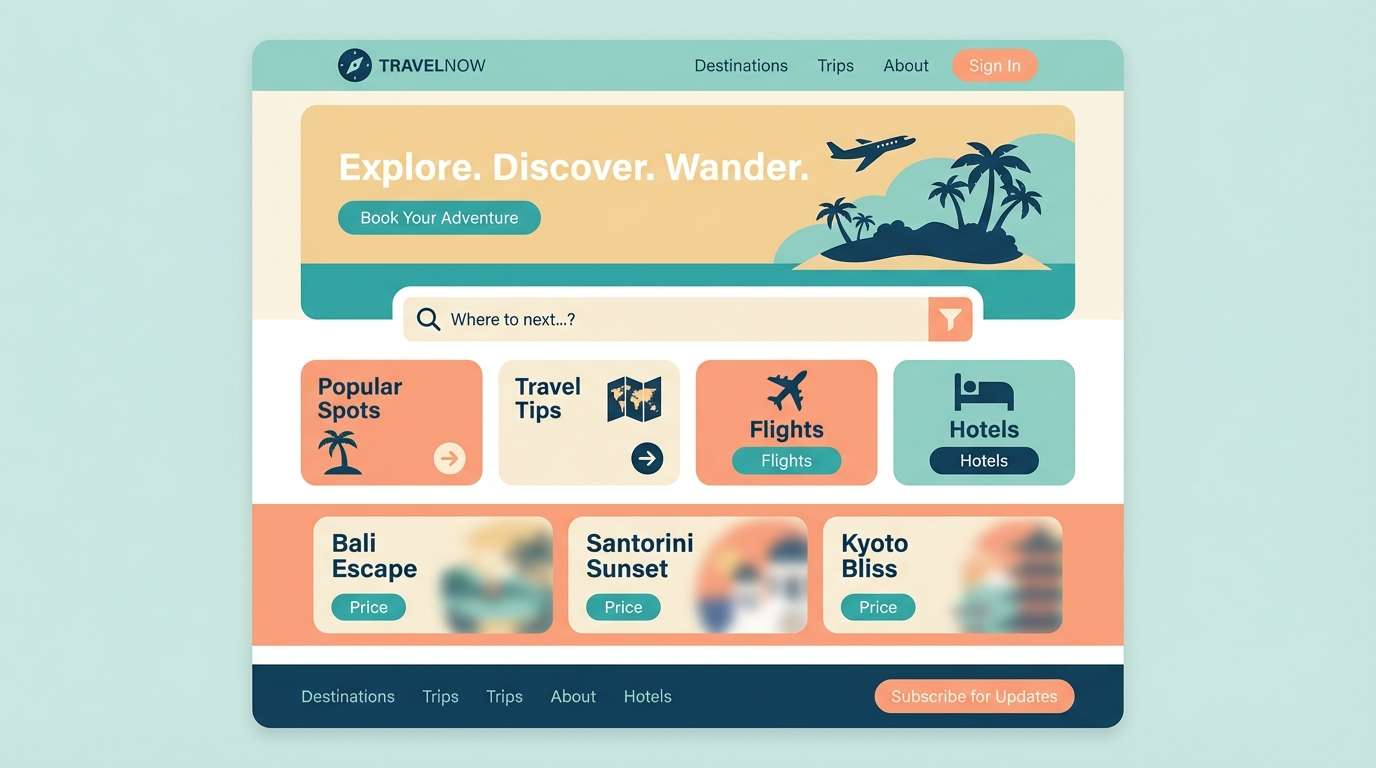 travel landing page ui