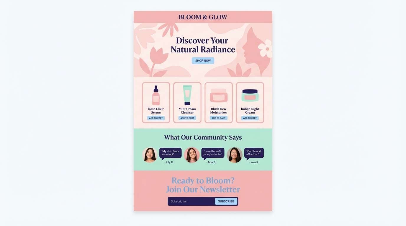 pastel beauty homepage ui