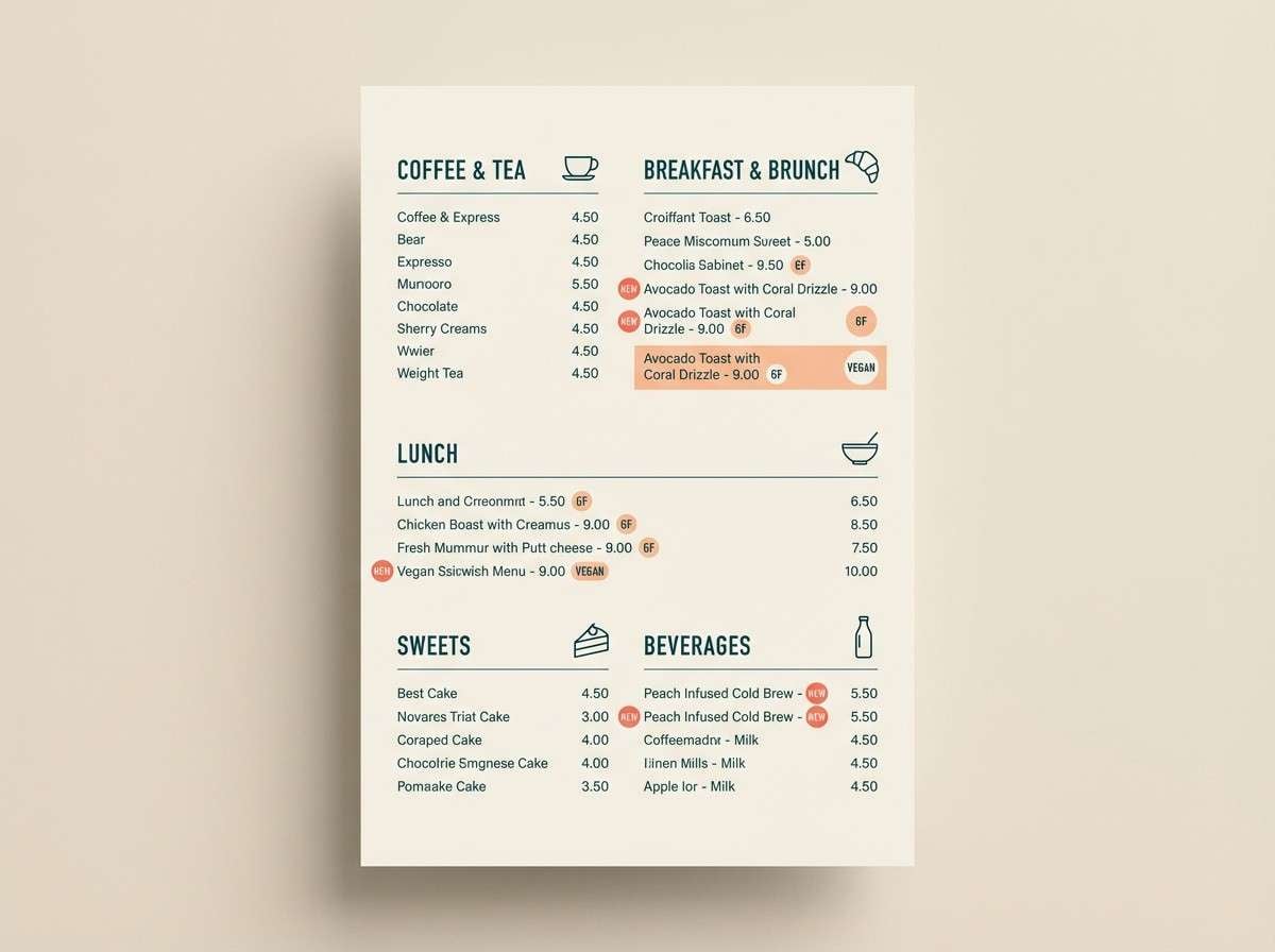 modern restaurant menu