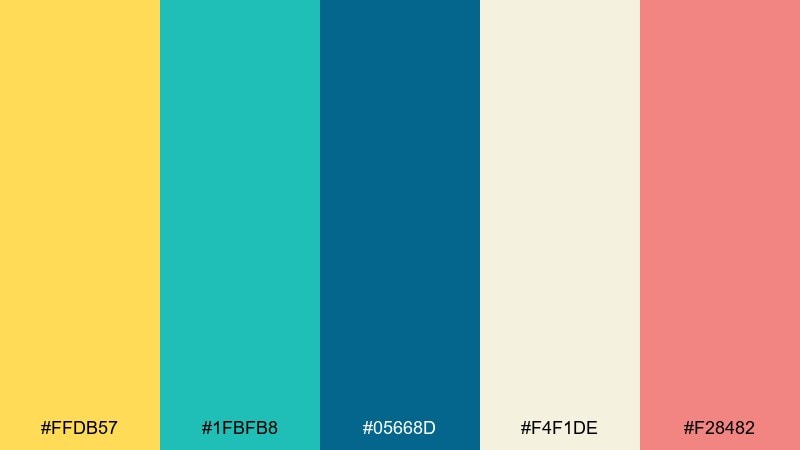 island sunrise poster yellow turquoise color palette with hex codes