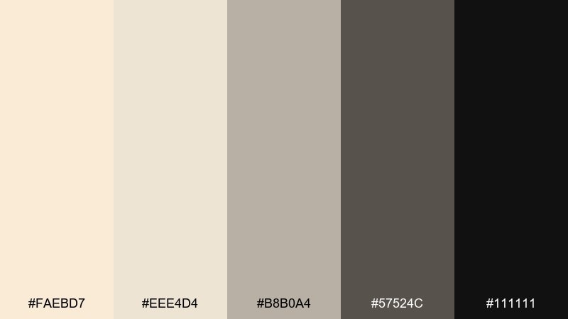 ivory and ink color palette with hex codes