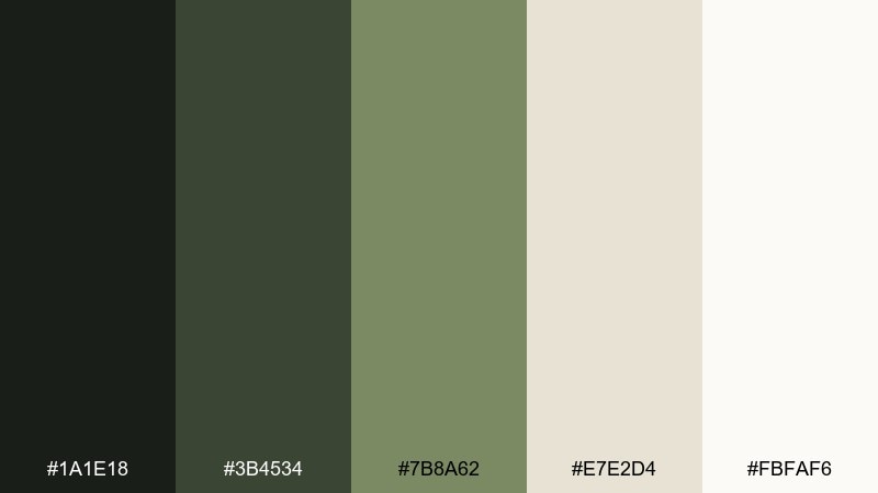 ivory olive modern color palette with hex codes