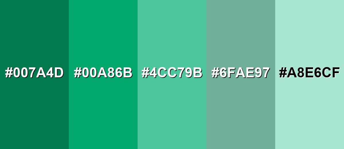 shades and variations of jade-color