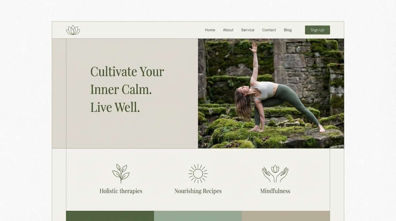 wellness landing ui mockup