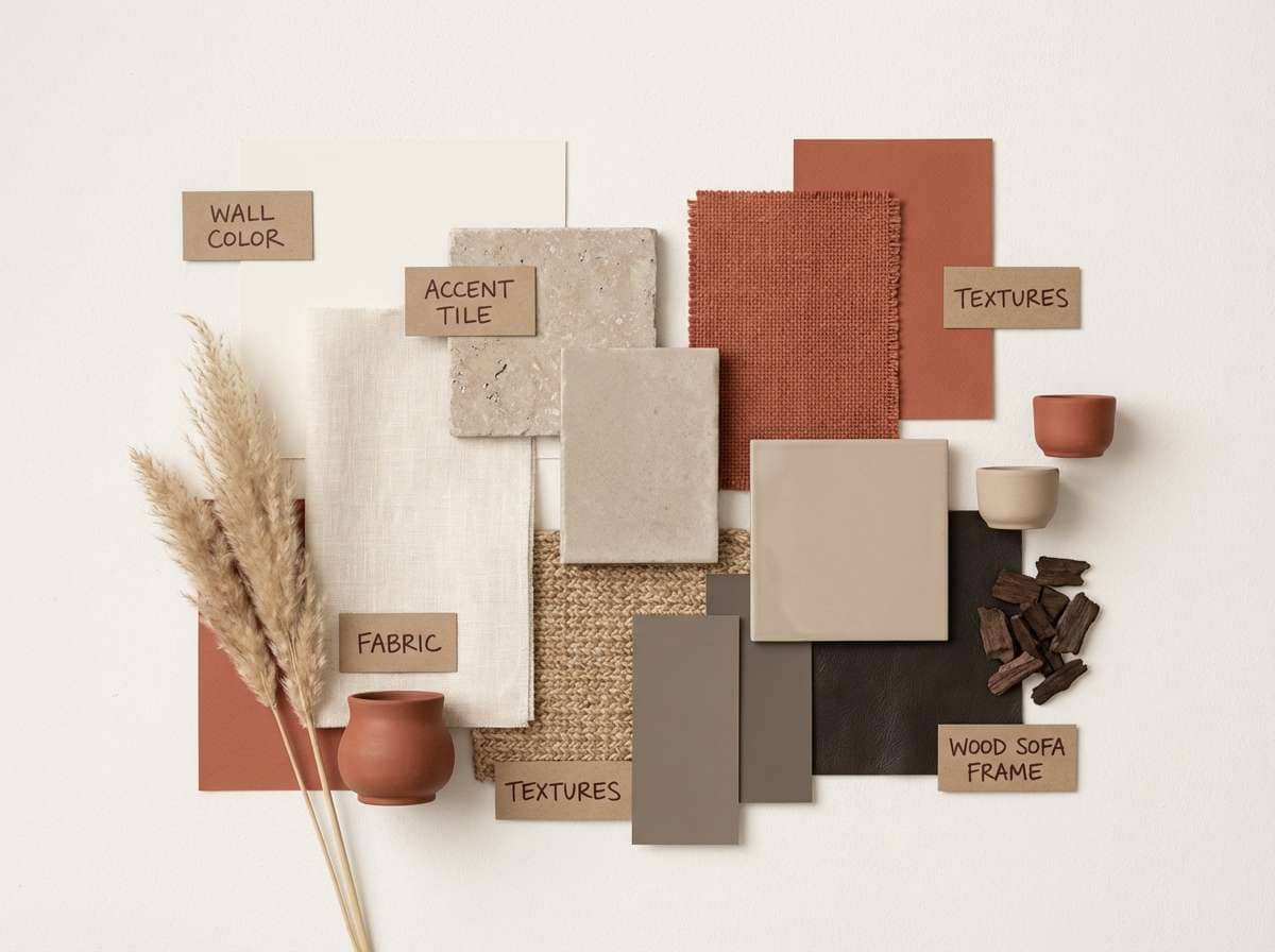 interior warm stone moodboard