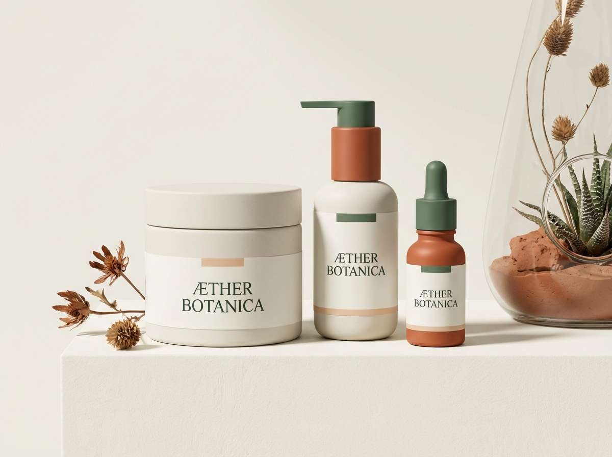 botanical skincare packaging set