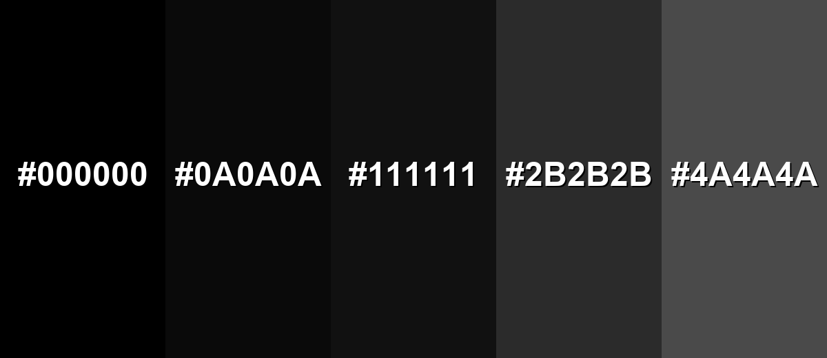 shades and variations of jet-black