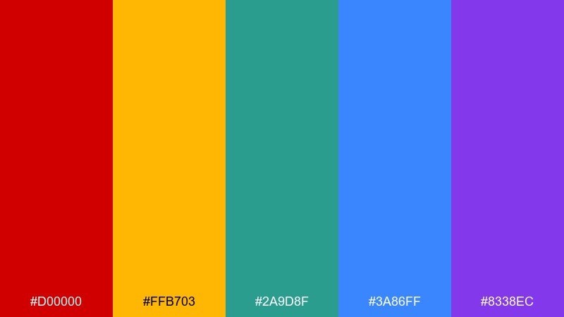 jewel tone arc rainbow color palette with hex codes