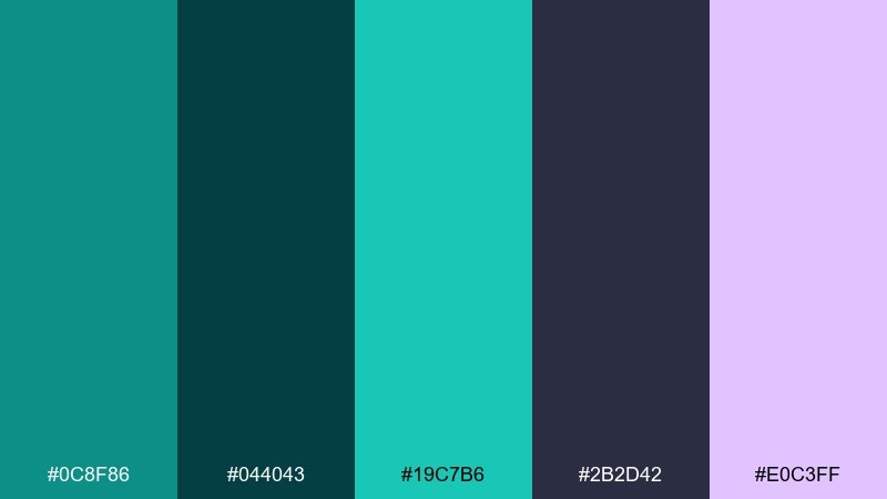 jewel tones night green turquoise color palette with hex codes