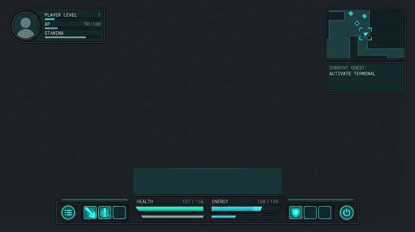 dark gaming hud ui