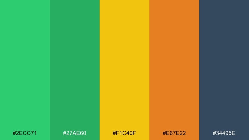 jungle giggles kids color palette with hex codes