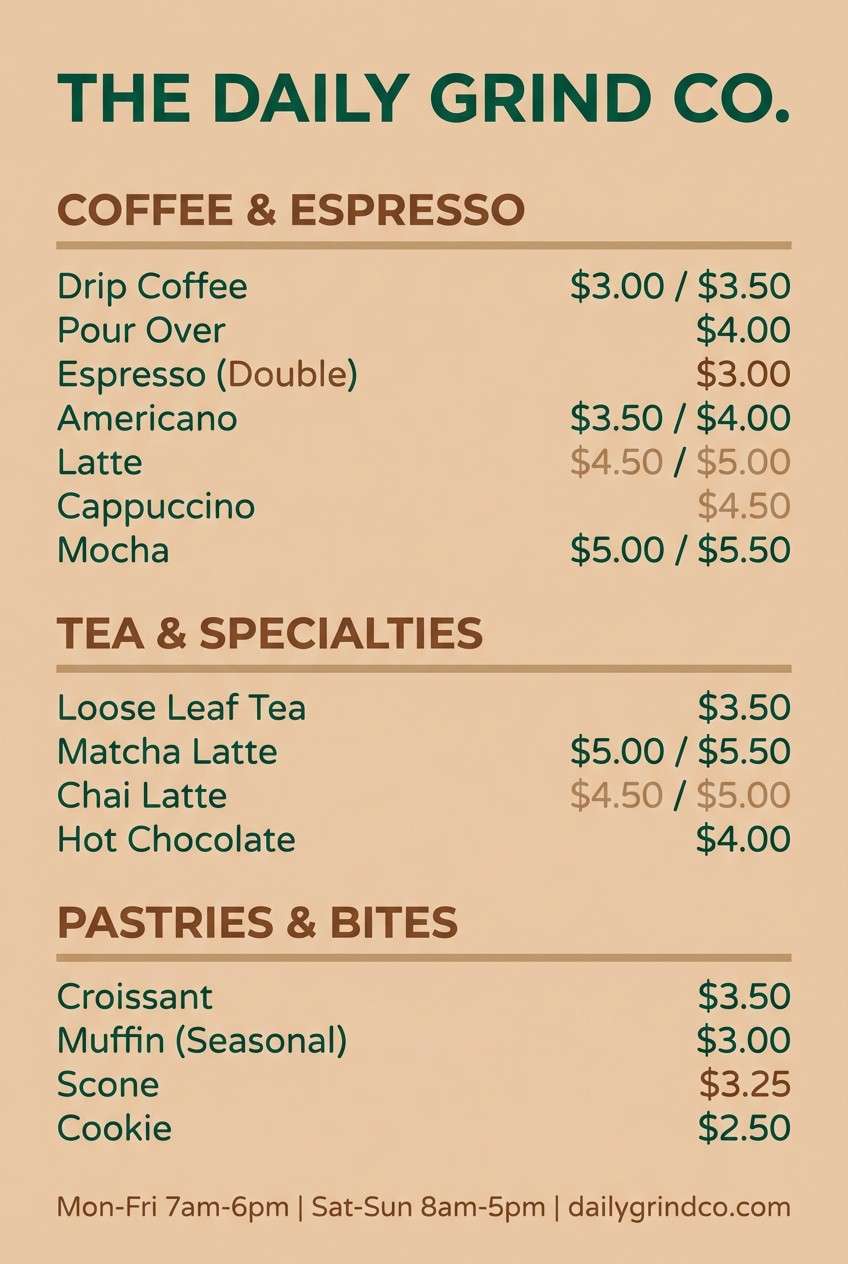 coffee menu design