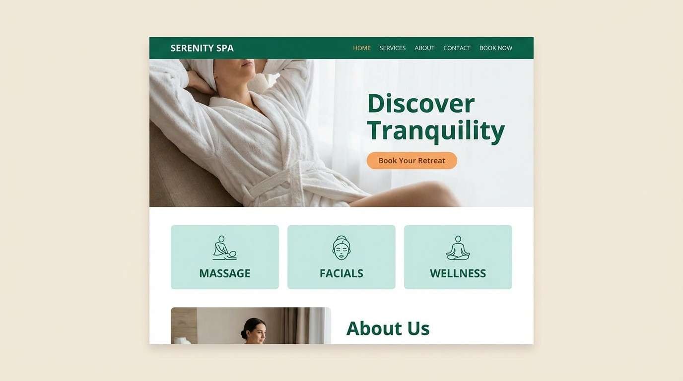 spa landing ui mockup