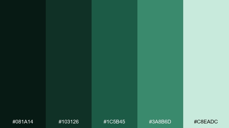 jungle night rainforest color palette with hex codes