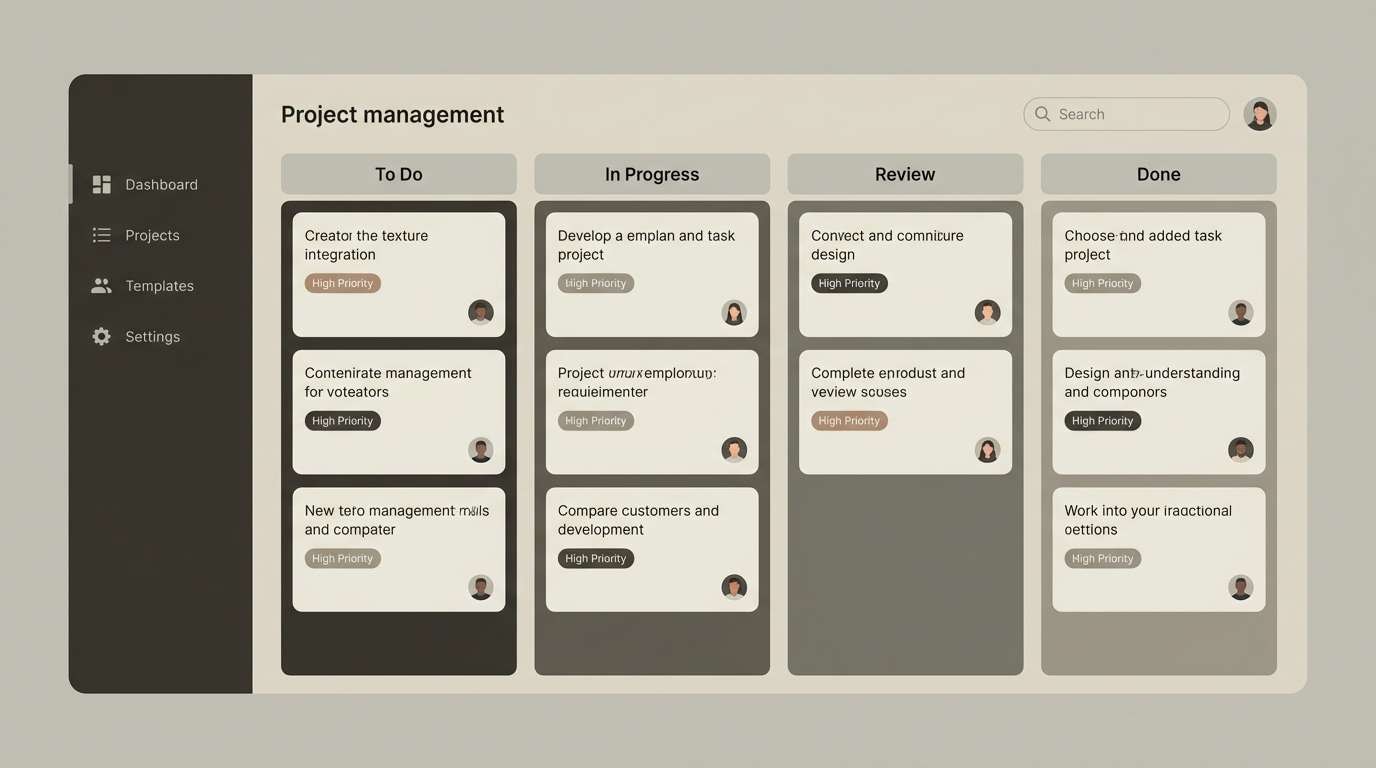 kanban board ui mockup