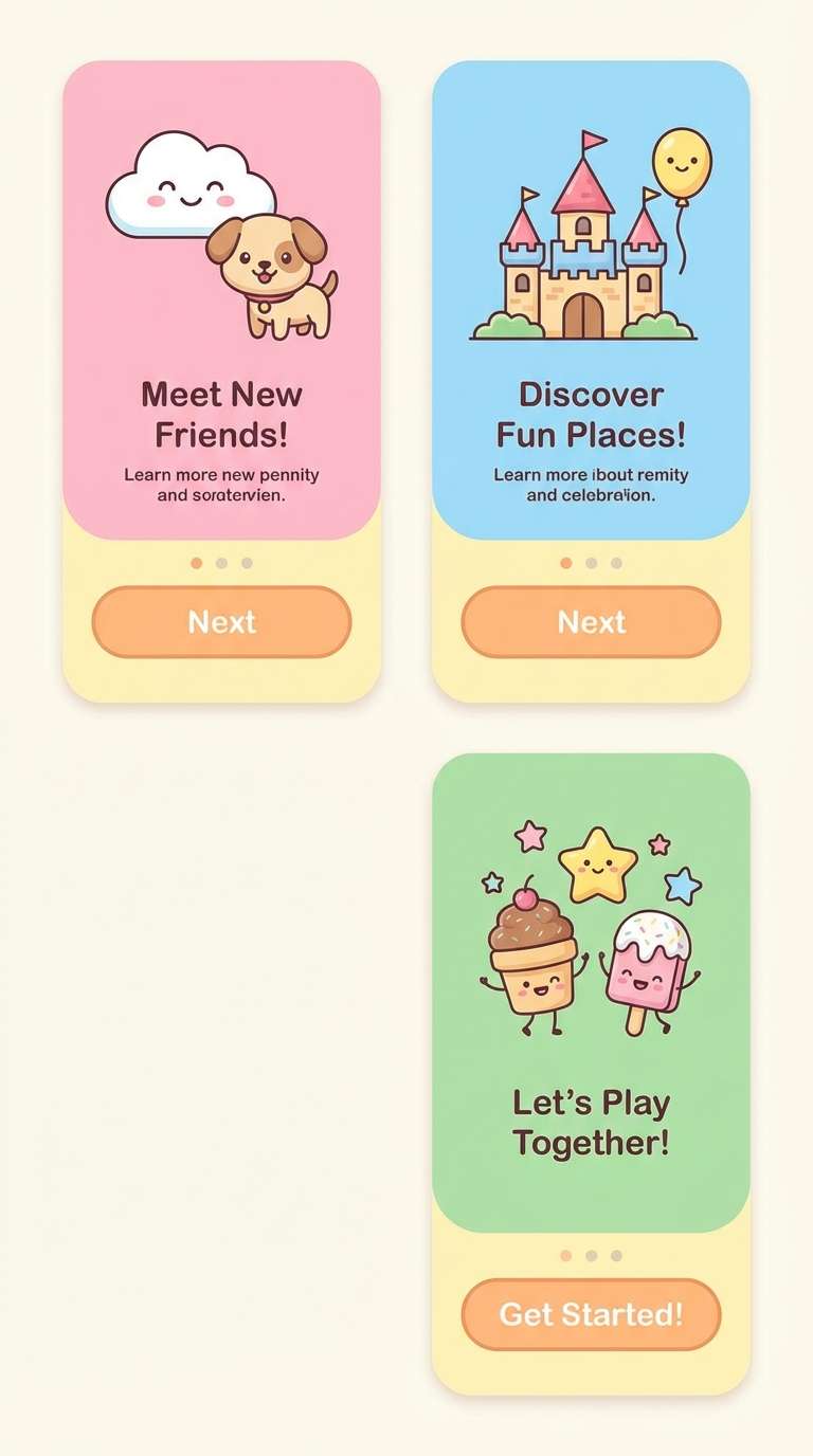 cute pastel onboarding ui