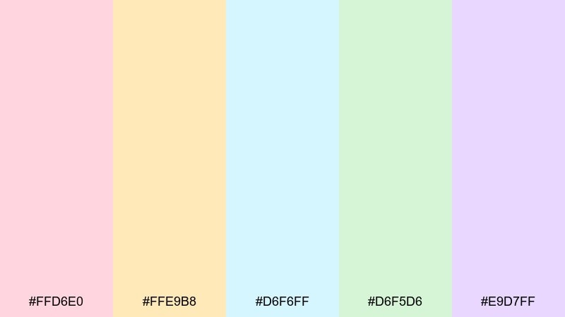 kawaii stationery pastel color palette with hex codes