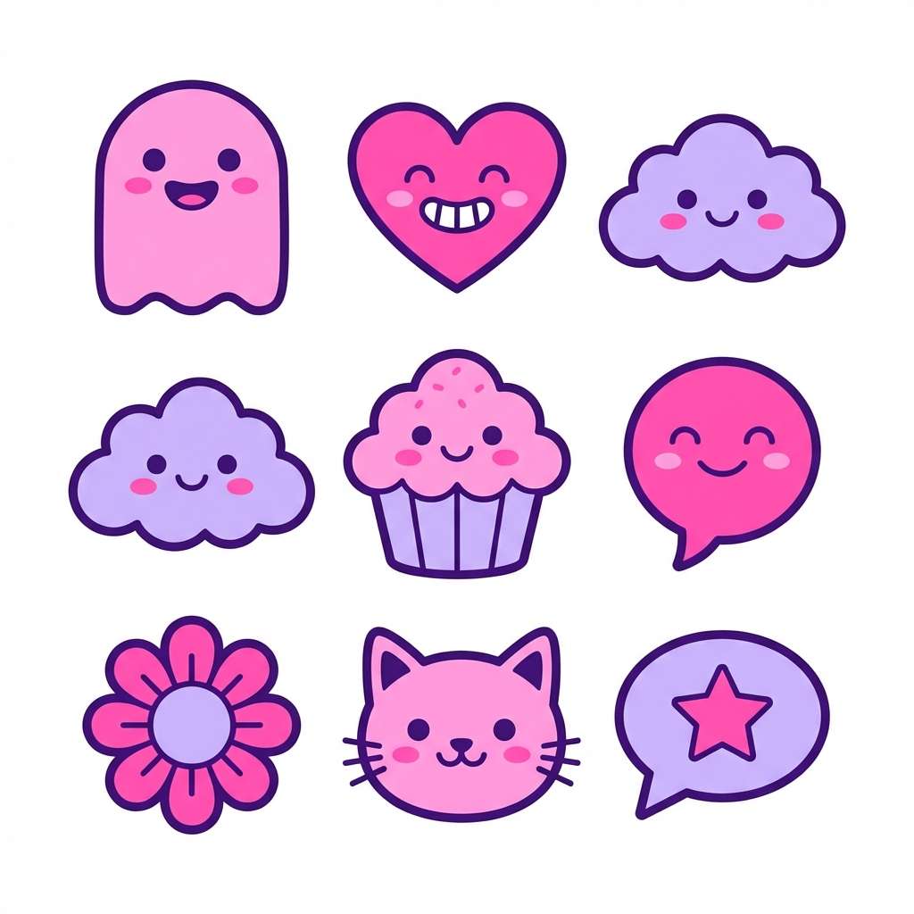 kawaii sticker pack sheet
