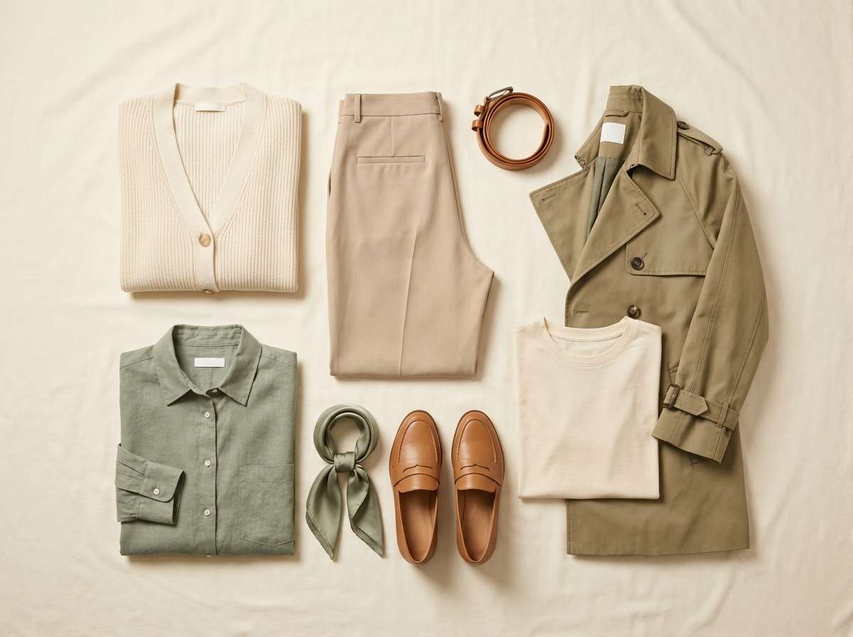khaki cream capsule wardrobe