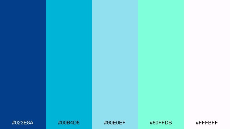 kidcore aquarium blue mint green color palette with hex codes