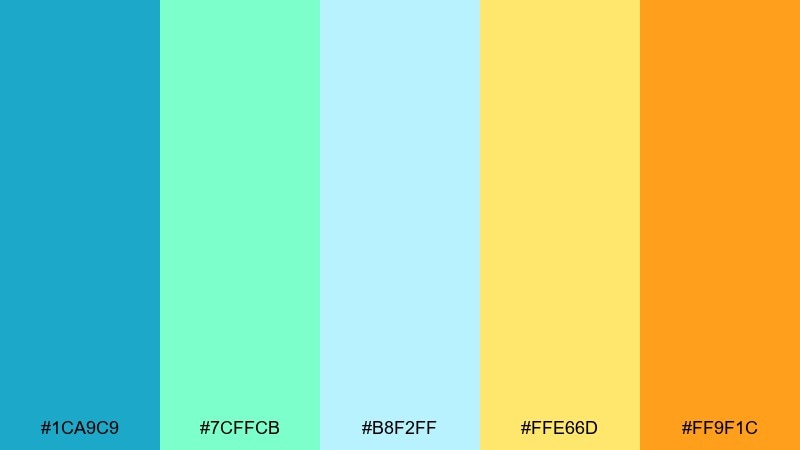 kids aquarium pacific blue color palette with hex codes