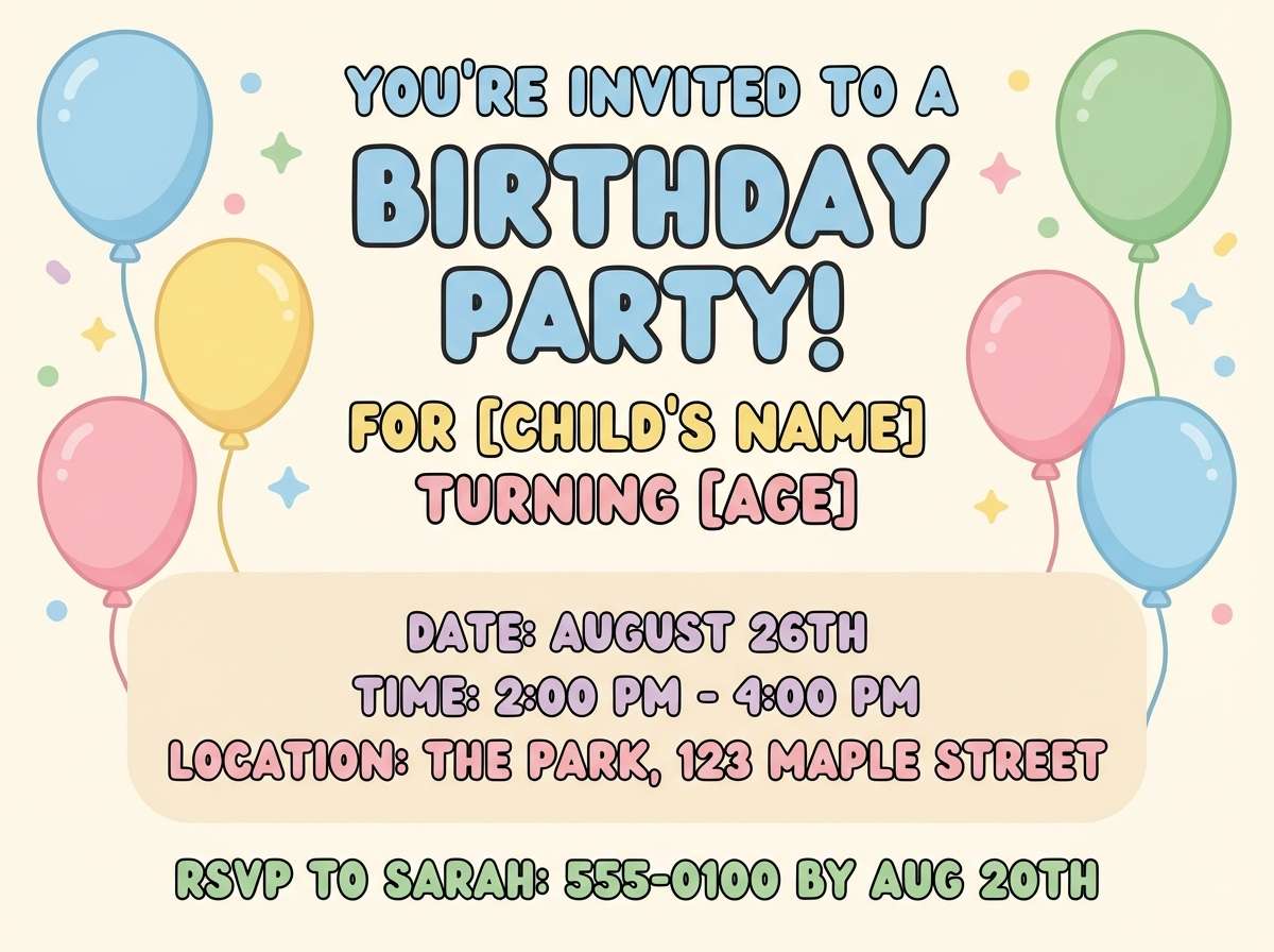 kids birthday invitation