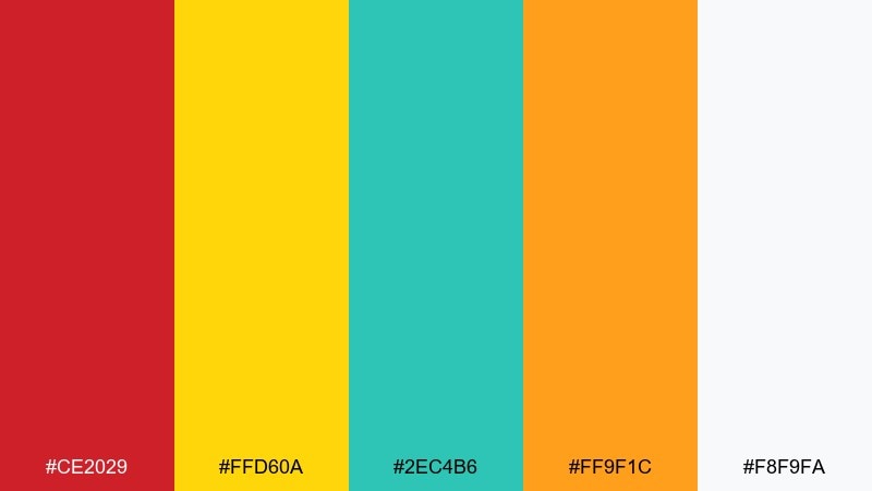 kids carnival fire engine red color palette with hex codes