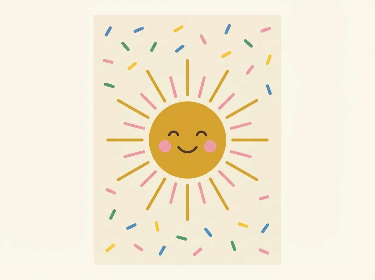 nursery poster with sunny shapes