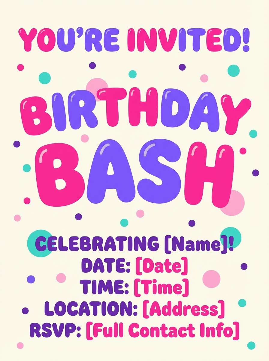 pink birthday invite design