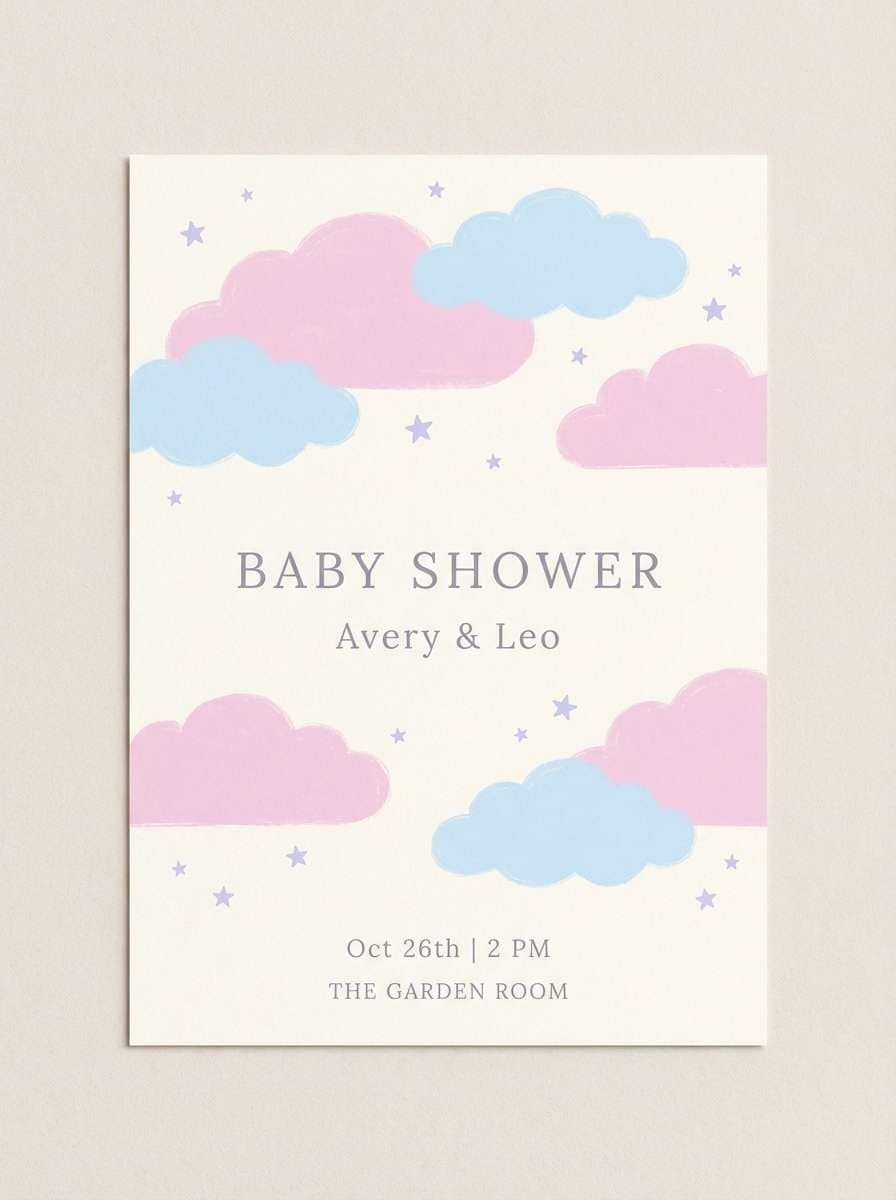 pastel baby shower flyer