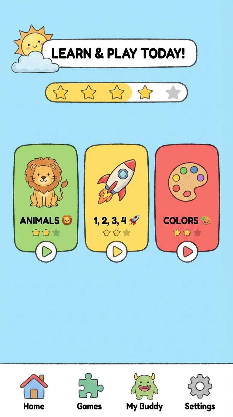 kids education app ui