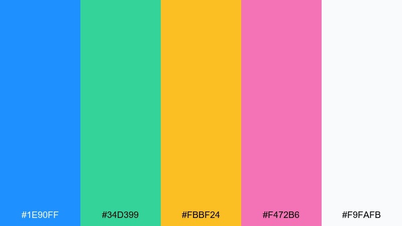 kids learning brights dodger blue color palette with hex codes