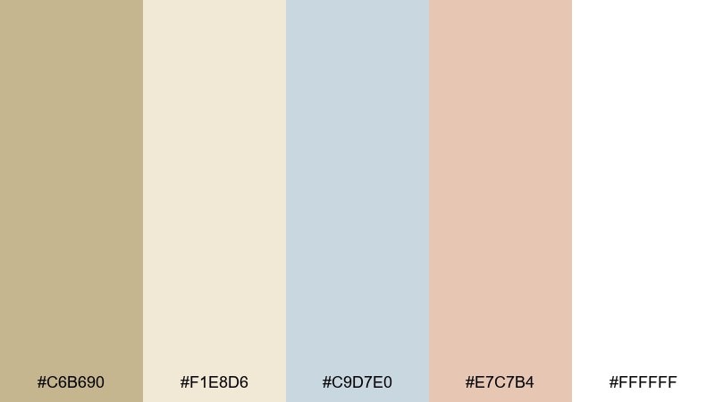 kids room calm khaki beige color palette with hex codes