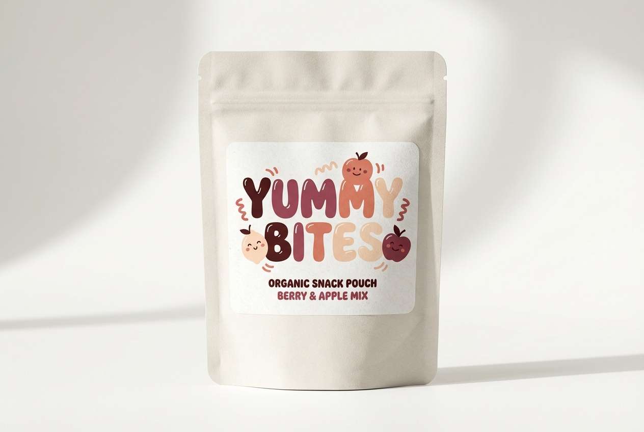 kids snack label mockup