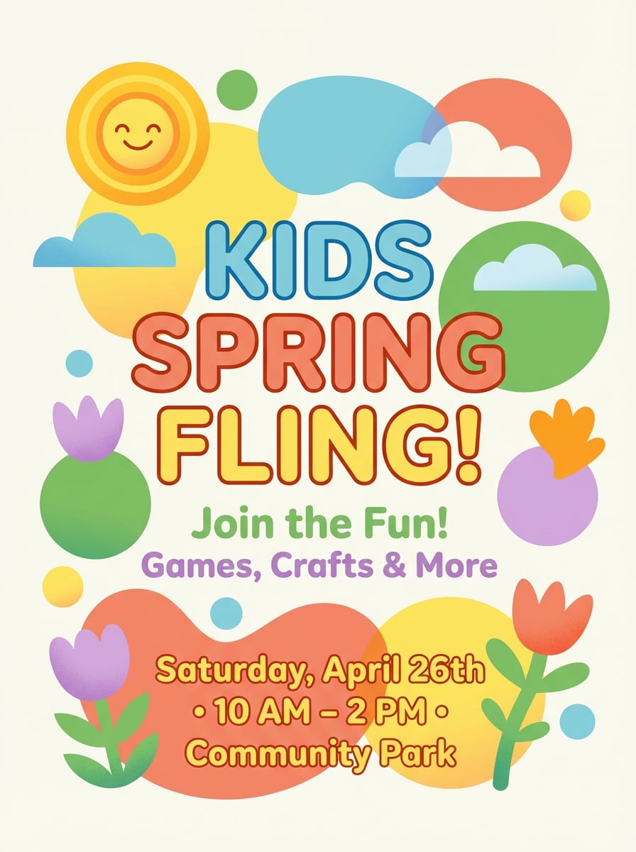 kids spring flyer design